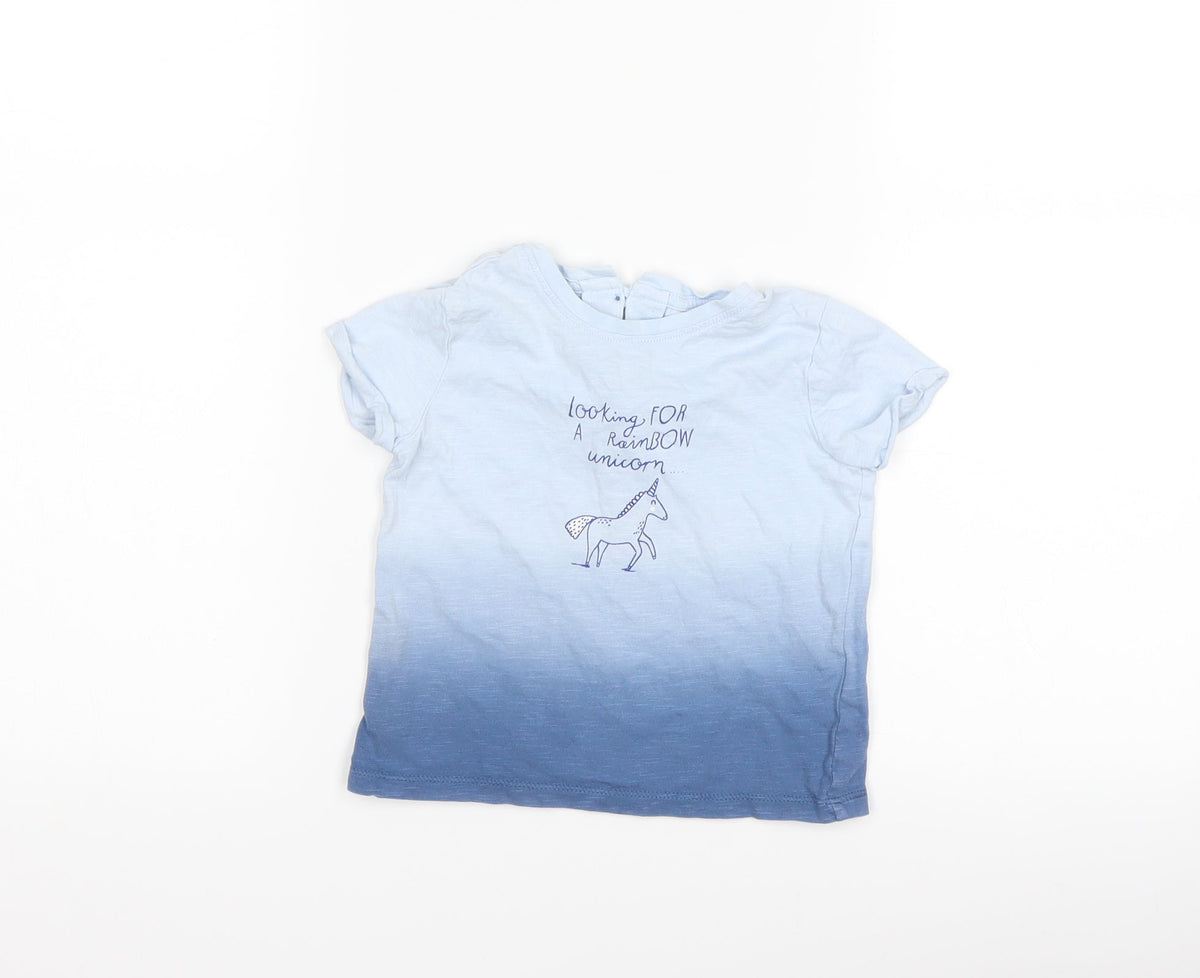 Next Baby Blue   Basic T-Shirt Size 9-12 Months  - Unicorn