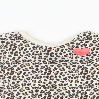 Peacocks Girls White Animal Print  Basic T-Shirt Size 3-6 Months  - love heart