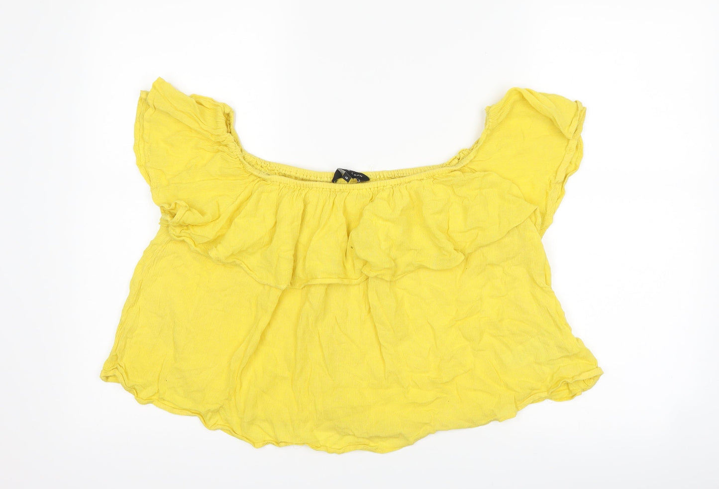 Womens UK Size 12 New Look Yellow Cropped T-Shirt