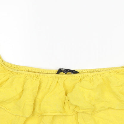 Womens UK Size 12 New Look Yellow Cropped T-Shirt