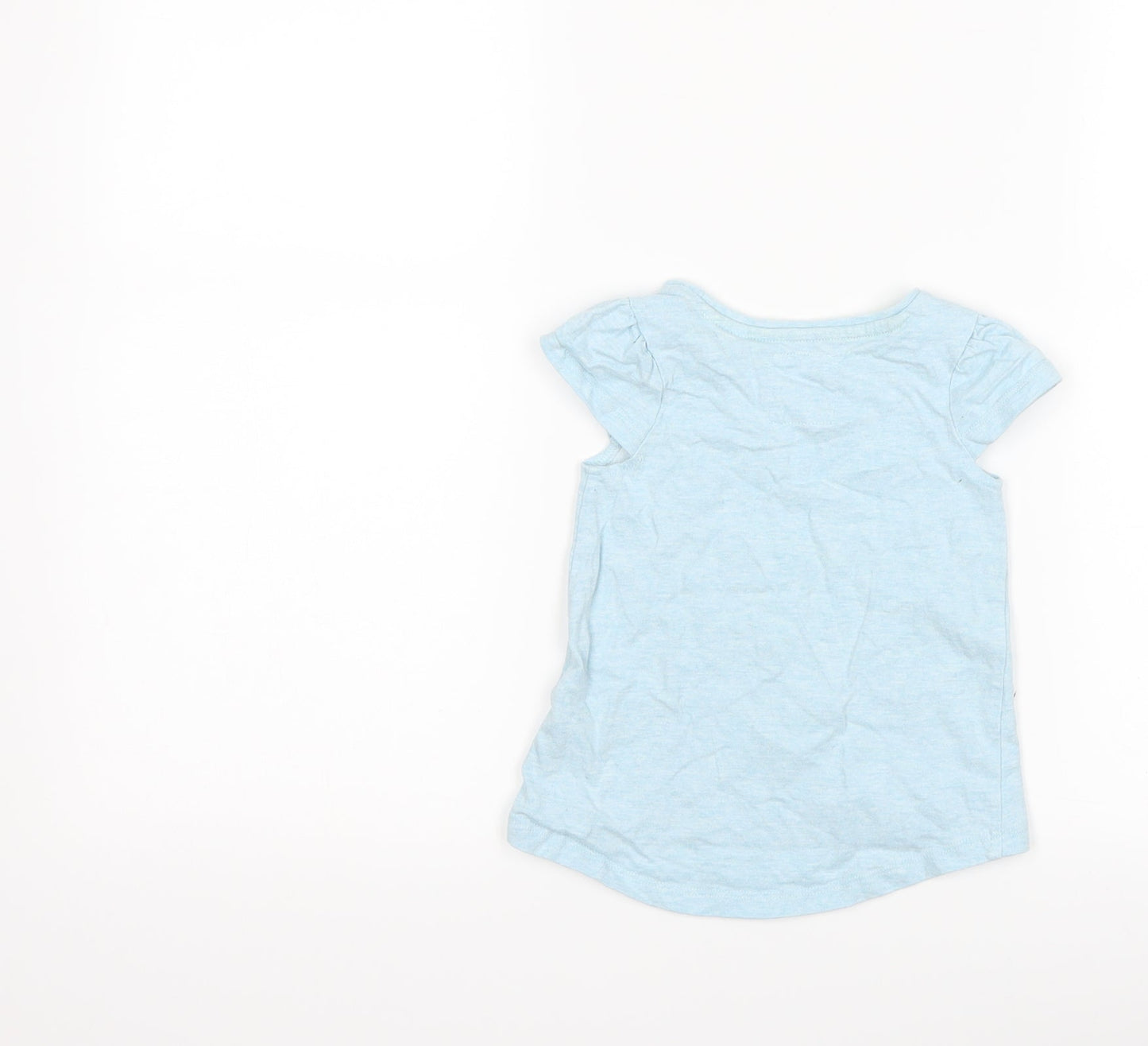 TU Girls Blue Floral  Basic T-Shirt Size 9-12 Months  - love heart