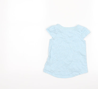 TU Girls Blue Floral  Basic T-Shirt Size 9-12 Months  - love heart
