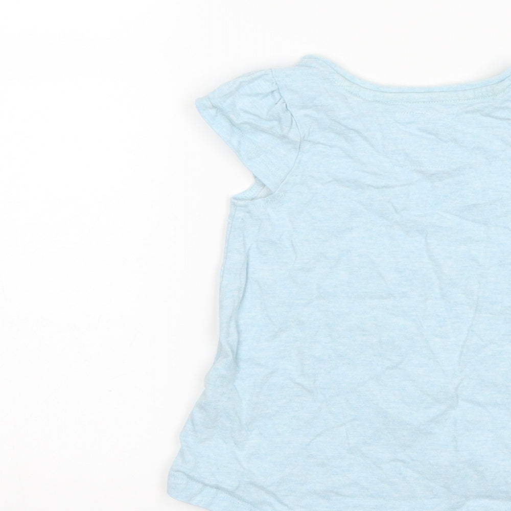 TU Girls Blue Floral  Basic T-Shirt Size 9-12 Months  - love heart