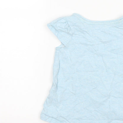 TU Girls Blue Floral  Basic T-Shirt Size 9-12 Months  - love heart