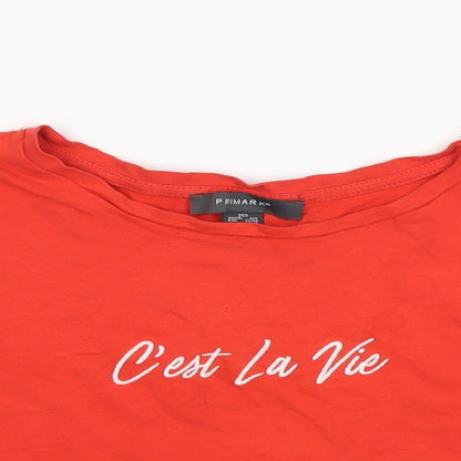 Primark Womens Red   Cropped T-Shirt Size 2XS  - C'est la vie