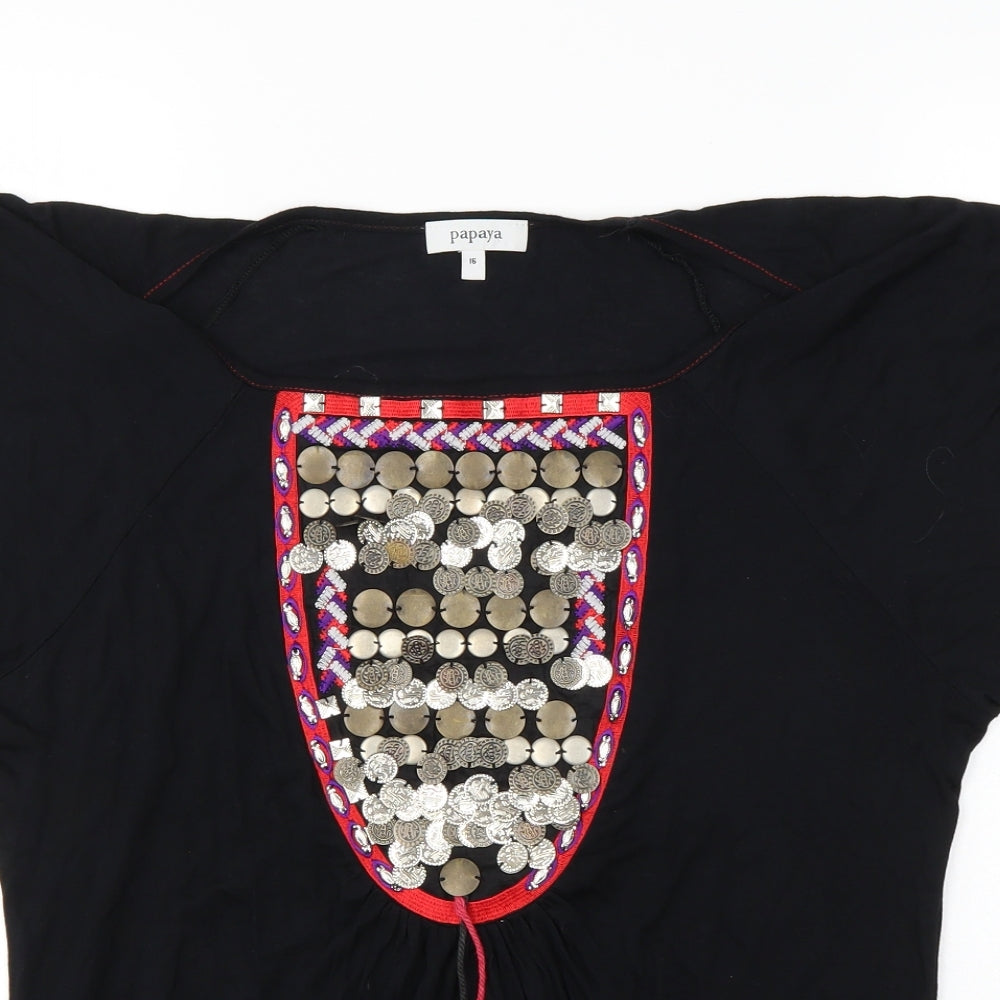 Papaya Womens Black   Tunic Blouse Size 6  - Gipsy look front