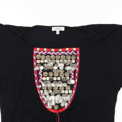 Papaya Womens Black   Tunic Blouse Size 6  - Gipsy look front