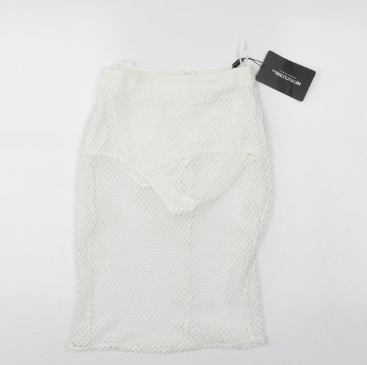 Pretty little thing Womens White   A-Line Skirt Size 6  - Fishnet