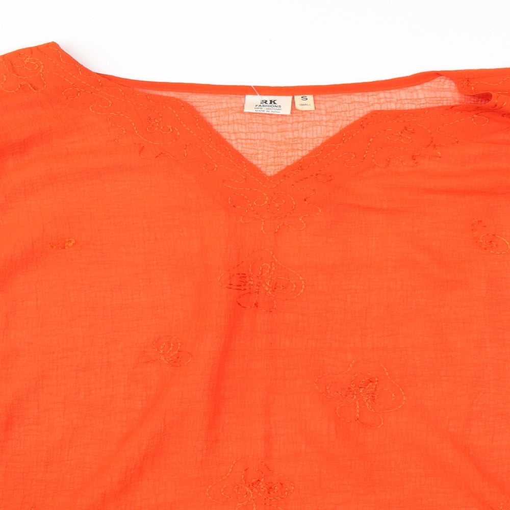 RK Fashion Womens Orange   Tunic Blouse Size S  - Baggy Look