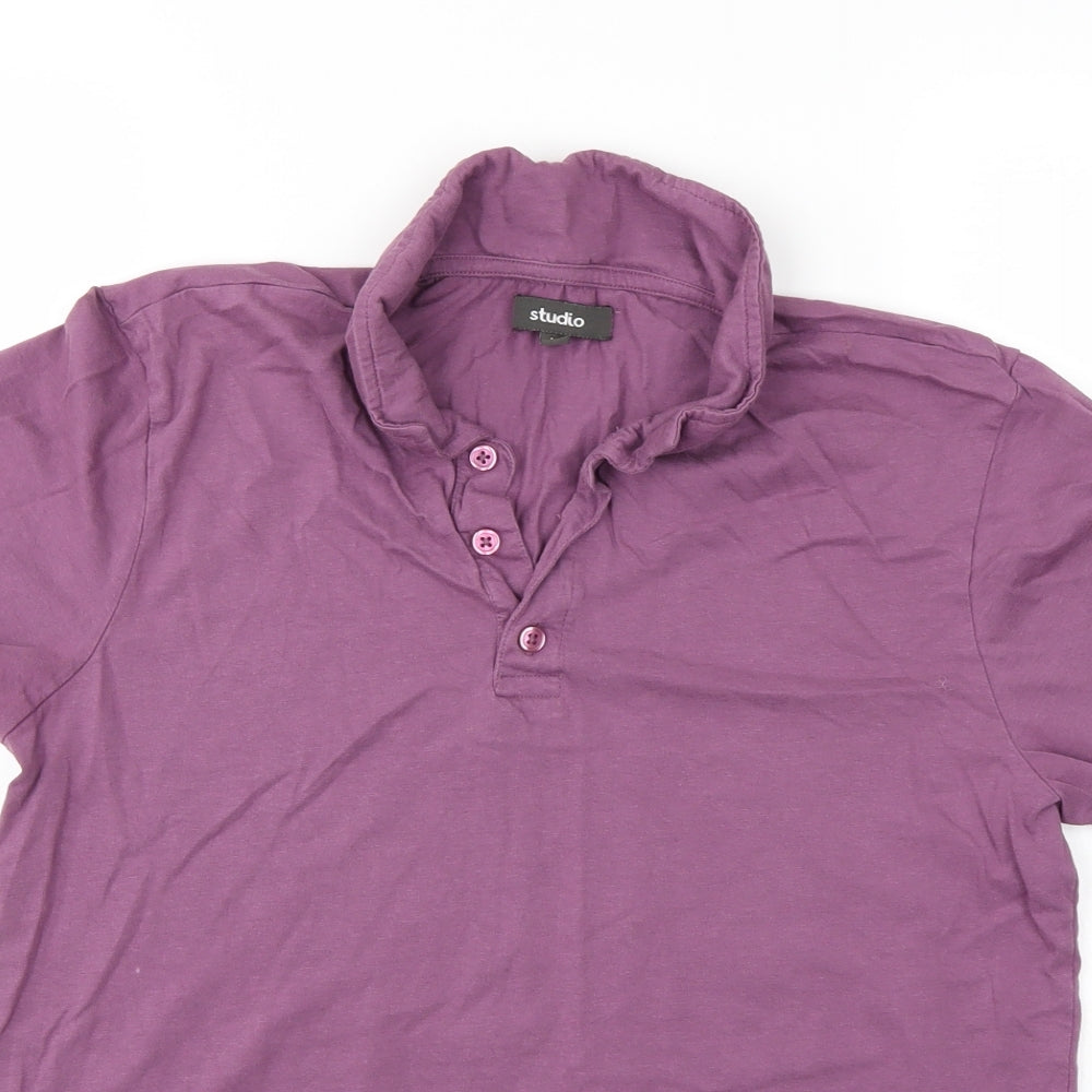 Studio Mens Purple    Polo Size M