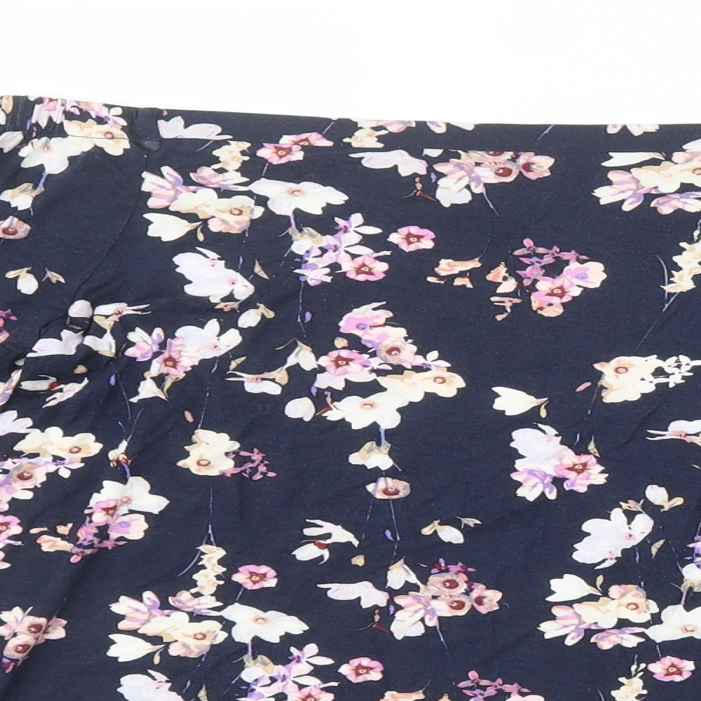 F&F Womens Blue Floral  Basic Blouse Size 8