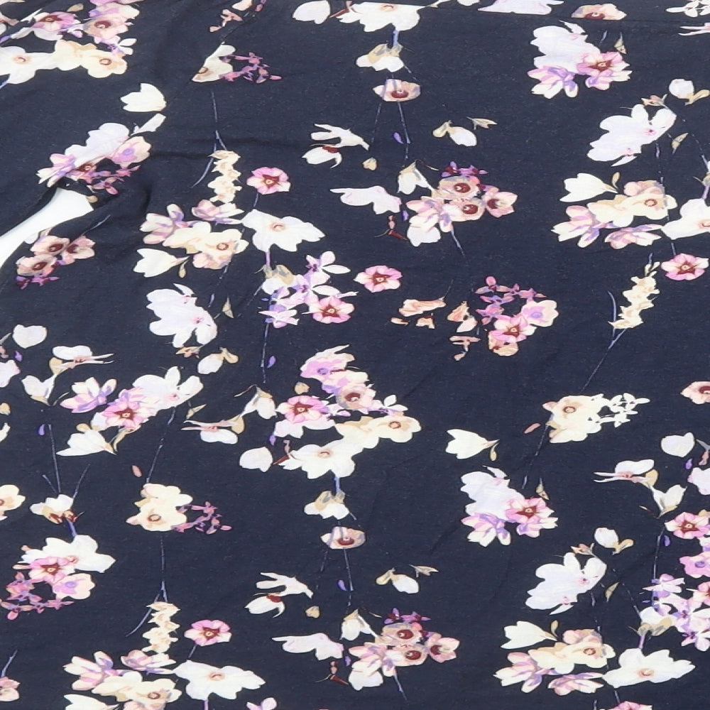 F&F Womens Blue Floral  Basic Blouse Size 8