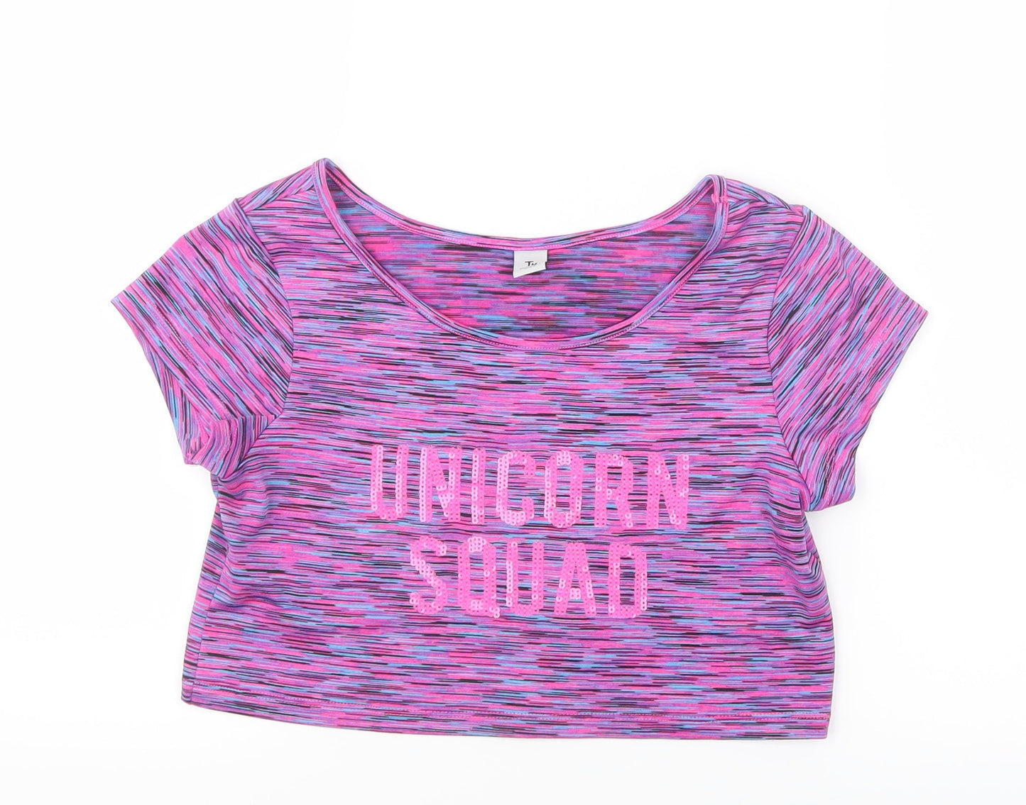 TU Girls Purple   Cropped T-Shirt Size 10 Years  - Unicorn
