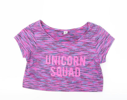 TU Girls Purple   Cropped T-Shirt Size 10 Years  - Unicorn