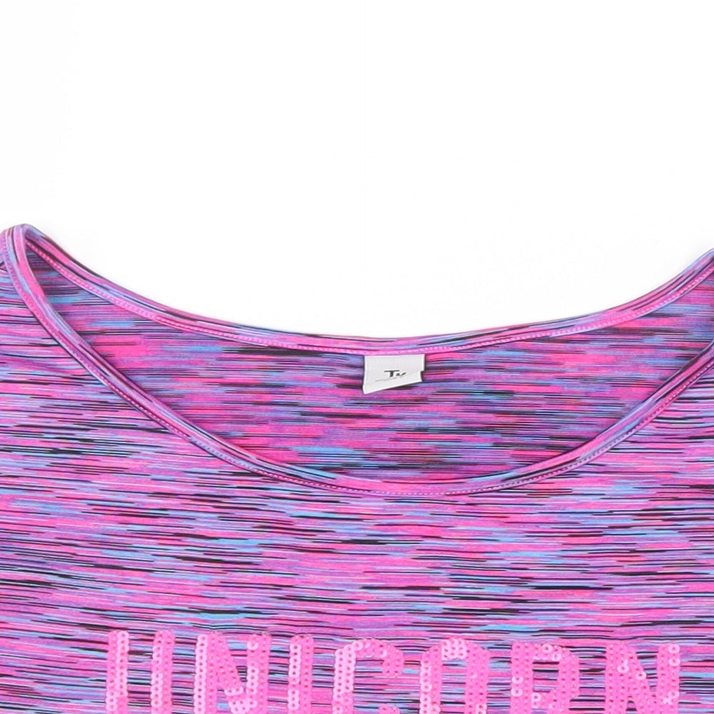TU Girls Purple   Cropped T-Shirt Size 10 Years  - Unicorn