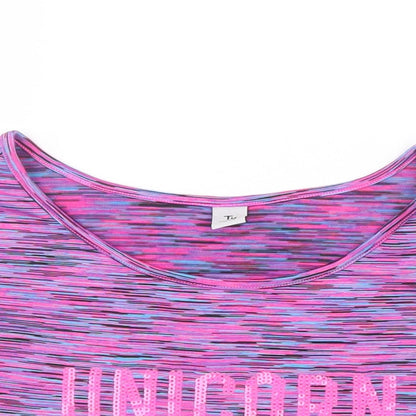 TU Girls Purple   Cropped T-Shirt Size 10 Years  - Unicorn