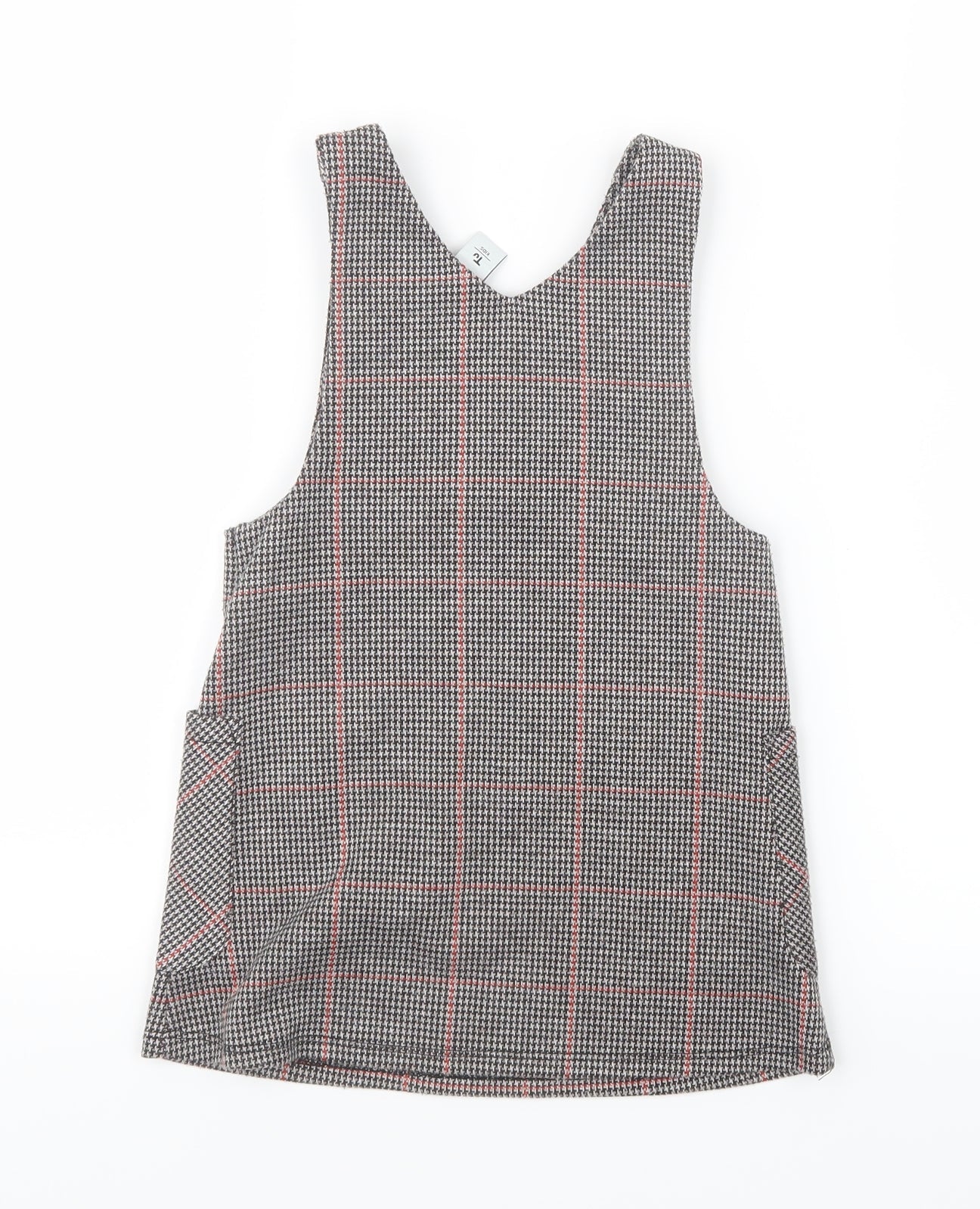 TU Girls Black Houndstooth  Pinafore/Dungaree Dress  Size 3 Years