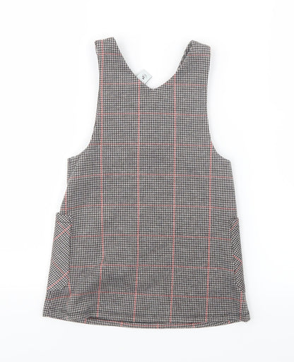 TU Girls Black Houndstooth  Pinafore/Dungaree Dress  Size 3 Years