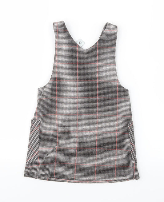 TU Girls Black Houndstooth  Pinafore/Dungaree Dress  Size 3 Years