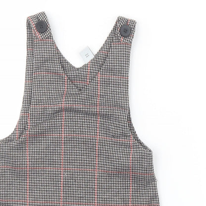 TU Girls Black Houndstooth  Pinafore/Dungaree Dress  Size 3 Years