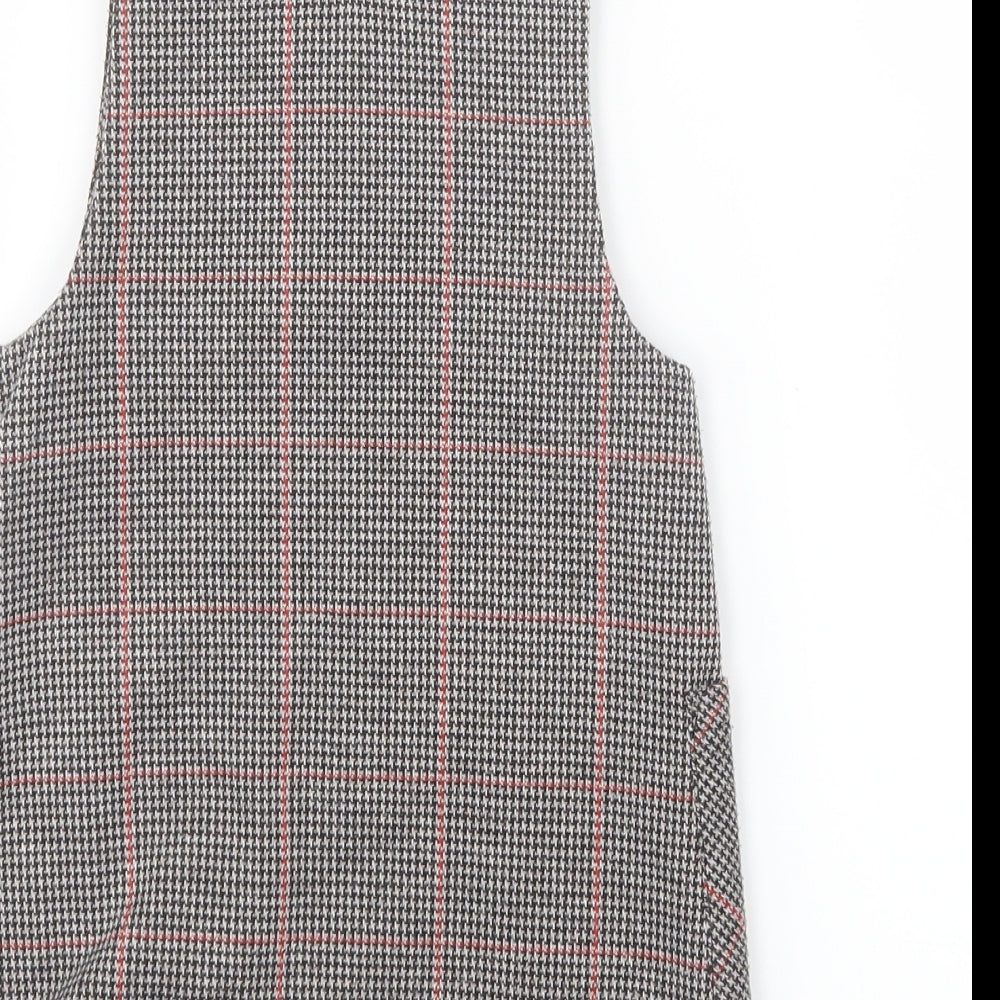 TU Girls Black Houndstooth  Pinafore/Dungaree Dress  Size 3 Years