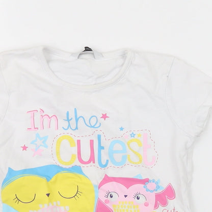 George Girls White   Basic T-Shirt Size 3-4 Years
