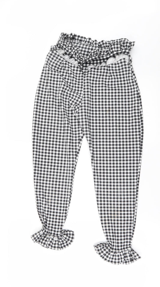 Womens UK Size 8 PRETTYLITTLETHING Regular Fit Chino Black Trousers
