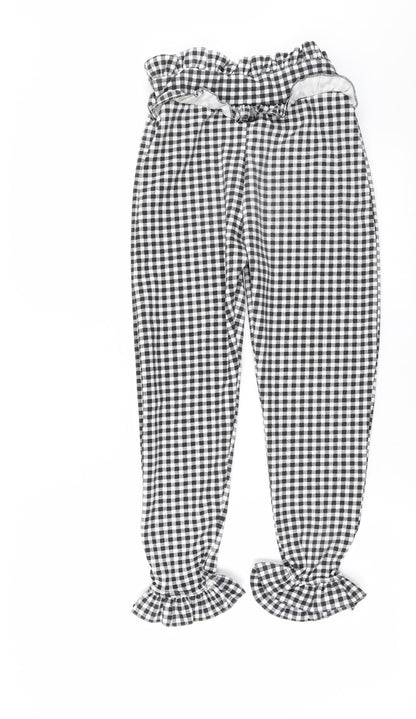 Womens UK Size 8 PRETTYLITTLETHING Regular Fit Chino Black Trousers