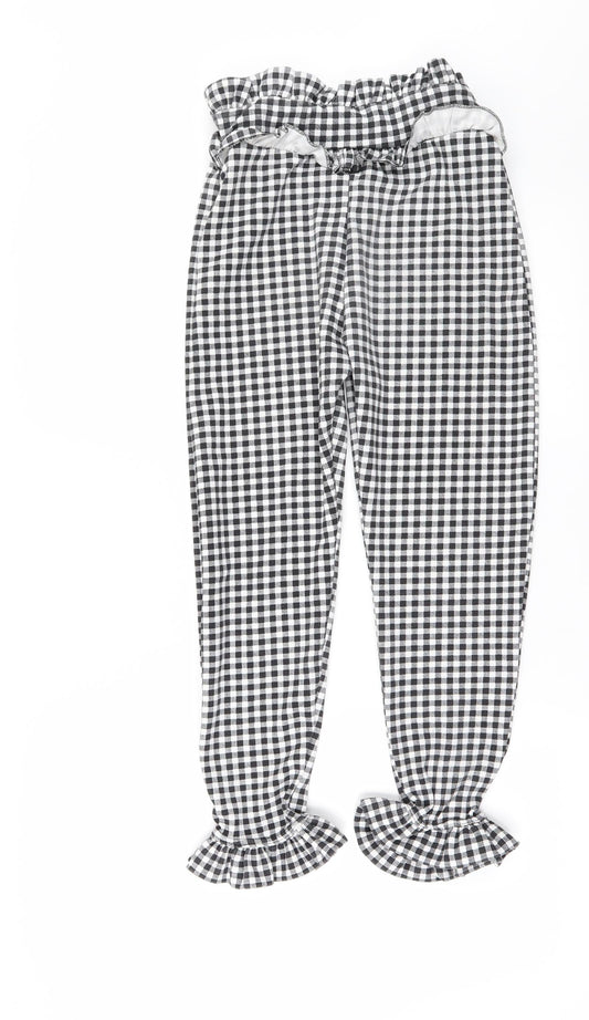 Womens UK Size 8 PRETTYLITTLETHING Regular Fit Chino Black Trousers