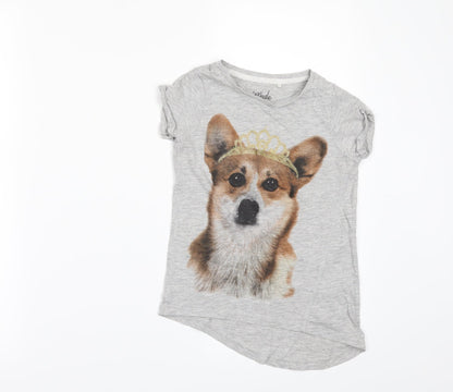 Next Girls Grey   Basic T-Shirt Size 4 Years  - corgie