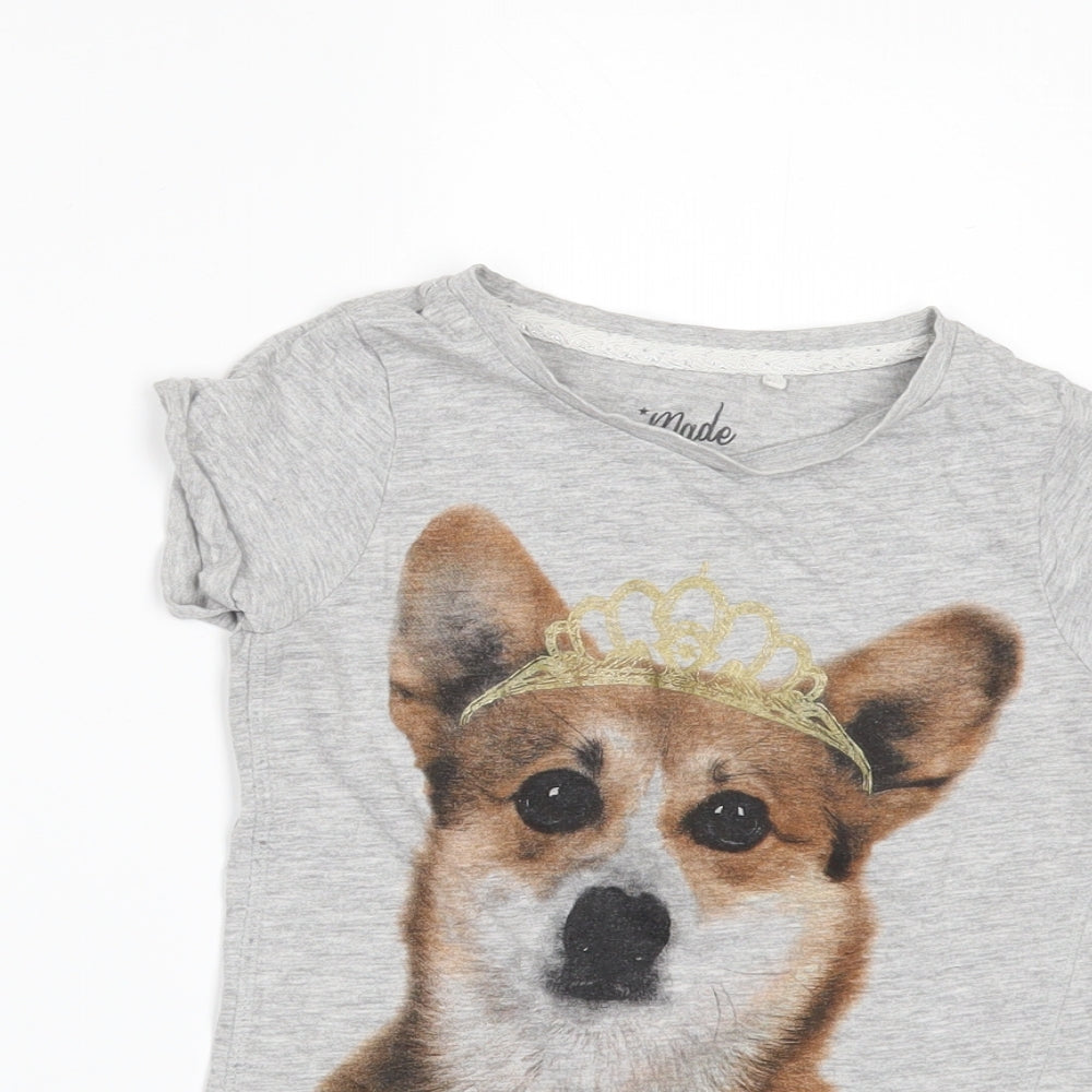 Next Girls Grey   Basic T-Shirt Size 4 Years  - corgie