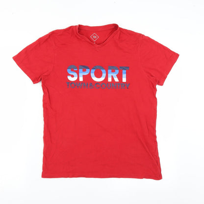 TEX Mens Red    T-Shirt Size S  - sport town and country