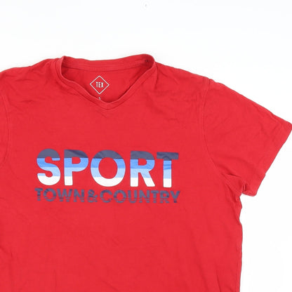 TEX Mens Red    T-Shirt Size S  - sport town and country