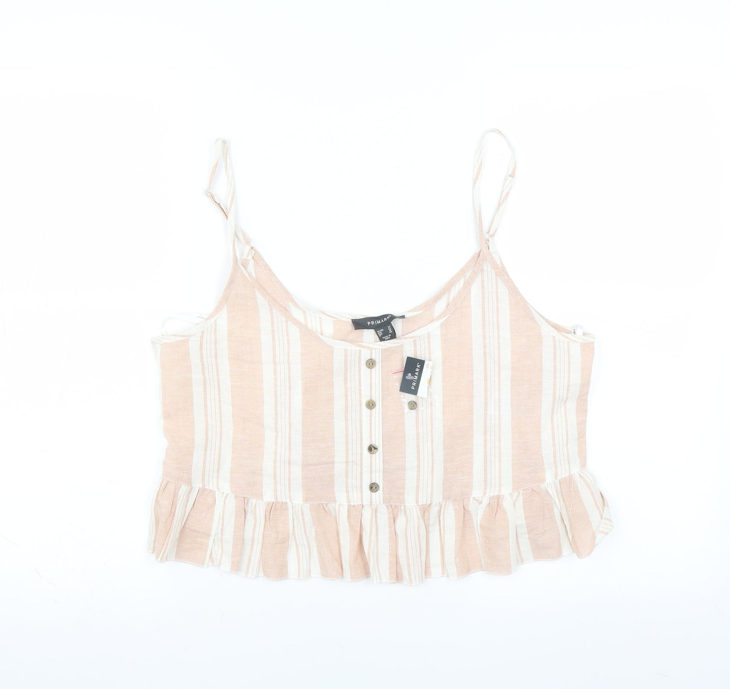 Primark Womens Pink Striped  Camisole Blouse Size 14  - cropped