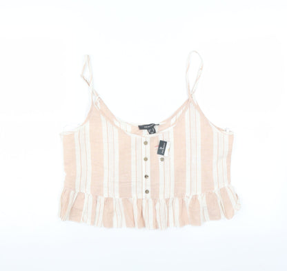 Primark Womens Pink Striped  Camisole Blouse Size 14  - cropped