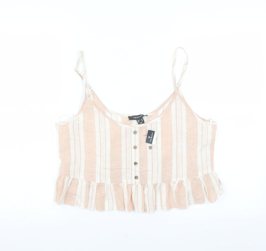 Primark Womens Pink Striped  Camisole Blouse Size 14  - cropped