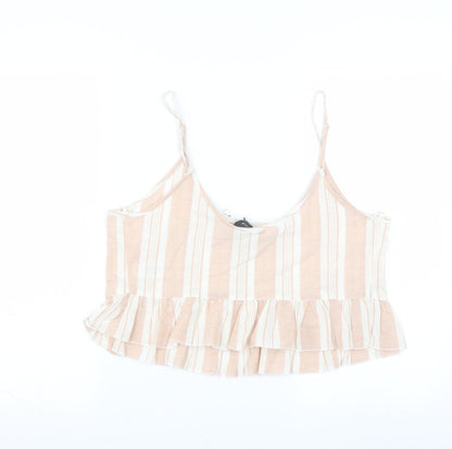 Primark Womens Pink Striped  Camisole Blouse Size 14  - cropped