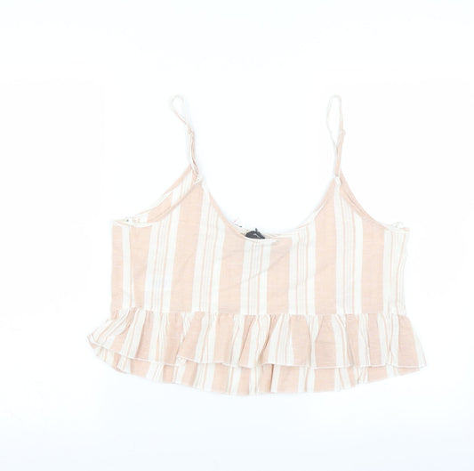 Primark Womens Pink Striped  Camisole Blouse Size 14  - cropped