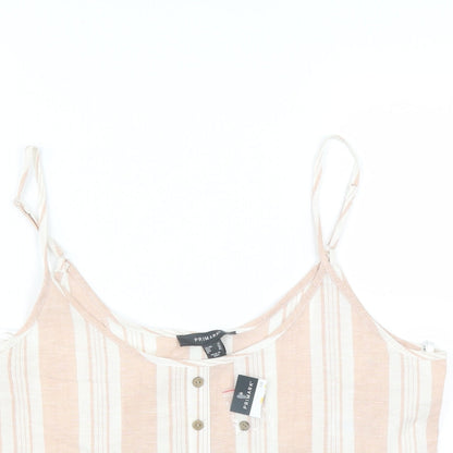 Primark Womens Pink Striped  Camisole Blouse Size 14  - cropped