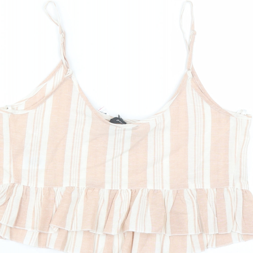 Primark Womens Pink Striped  Camisole Blouse Size 14  - cropped