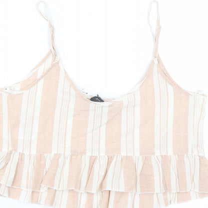 Primark Womens Pink Striped  Camisole Blouse Size 14  - cropped