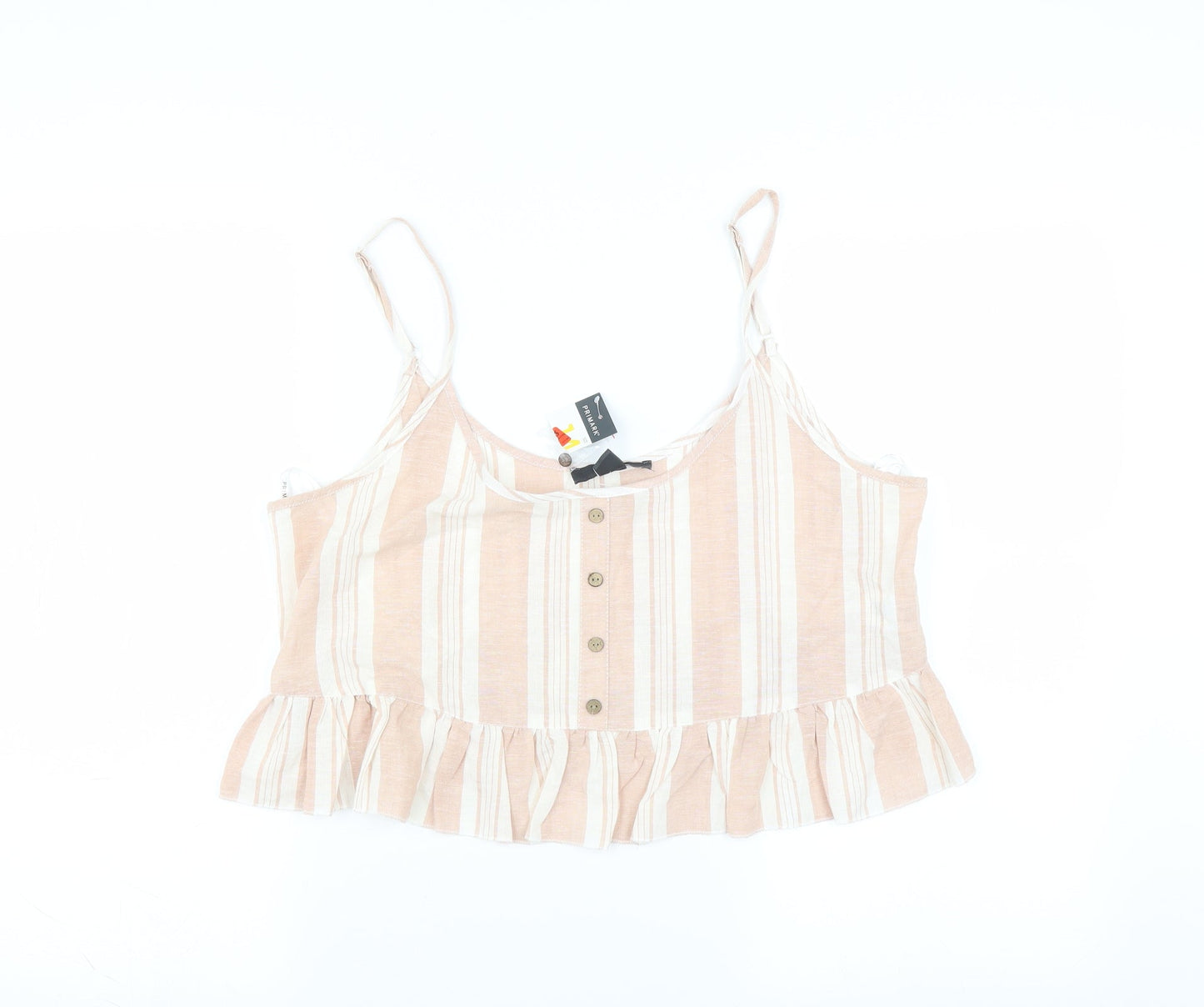 Primark Womens Pink Striped  Camisole Blouse Size 14  - cropped