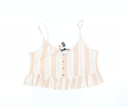 Primark Womens Pink Striped  Camisole Blouse Size 14  - cropped