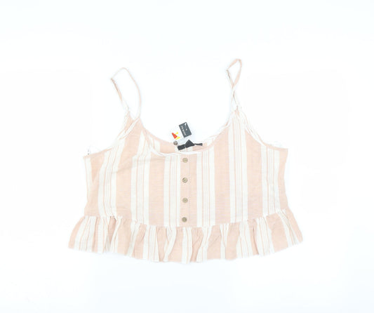 Primark Womens Pink Striped  Camisole Blouse Size 14  - cropped