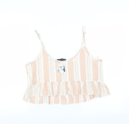 Primark Womens Pink Striped  Camisole Blouse Size 14  - cropped