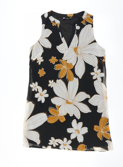 F&F Womens Black Floral  Shift  Size 12