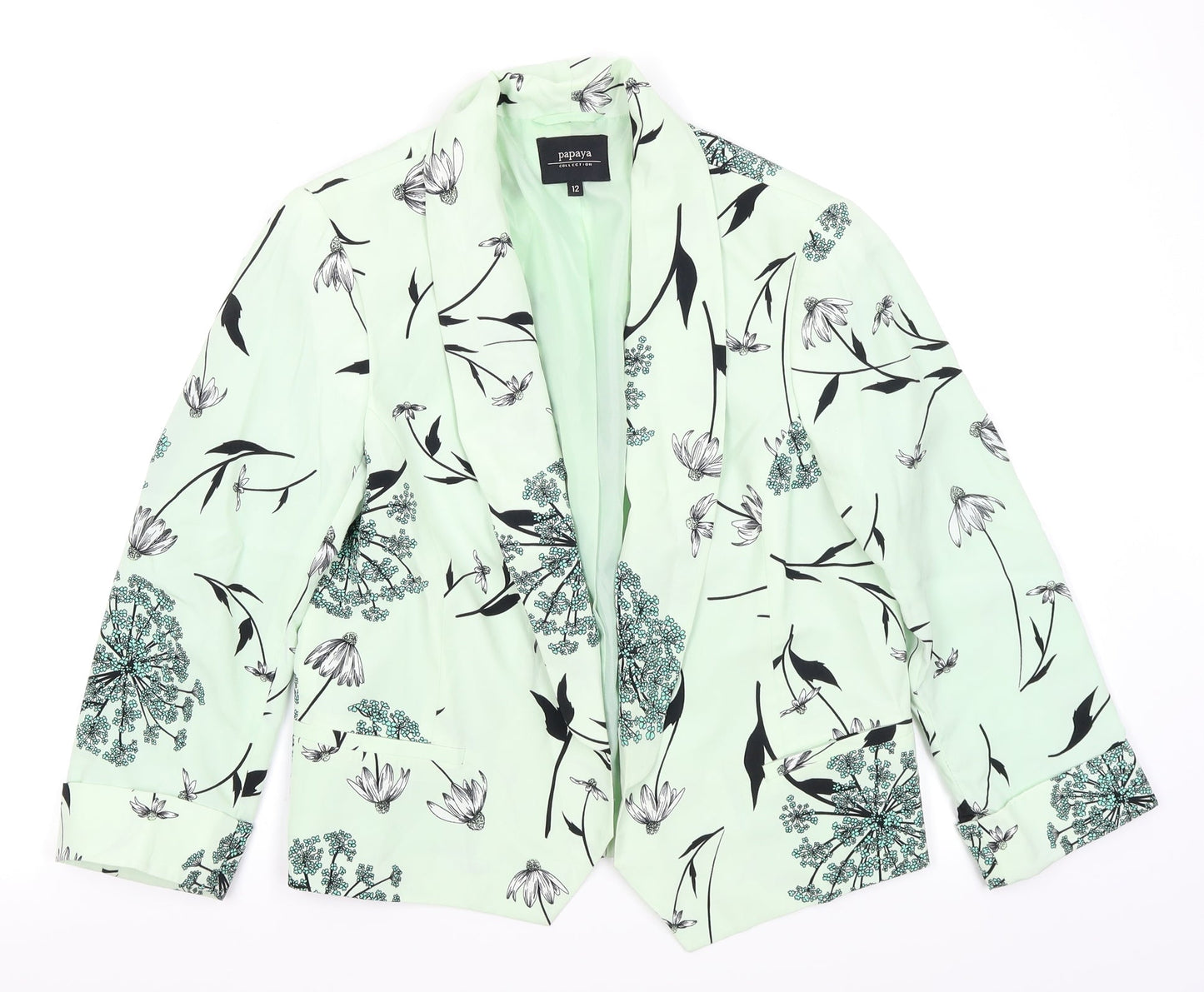 Papaya Womens Blue Floral  Jacket Blazer Size 12