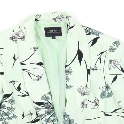 Papaya Womens Blue Floral  Jacket Blazer Size 12