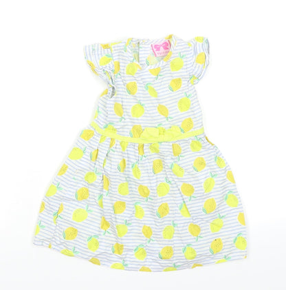 Mini Moi Girls Blue Striped  Skater Dress  Size 6-9 Months