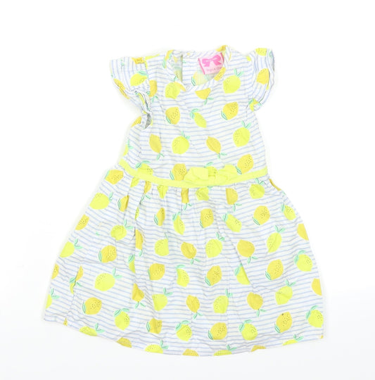 Mini Moi Girls Blue Striped  Skater Dress  Size 6-9 Months
